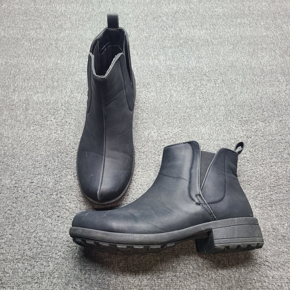 Easy Works Black Faux Leather Slip Resistant Chelsea Boots Womens‎ 8M